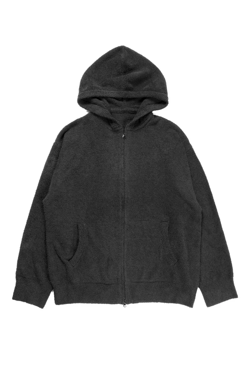 MASTERMIND WORLD LOUNGE FULL-ZIP HOODIE / SOFTLY BOA FLEECE (BLACK x WHITE) - Image 2