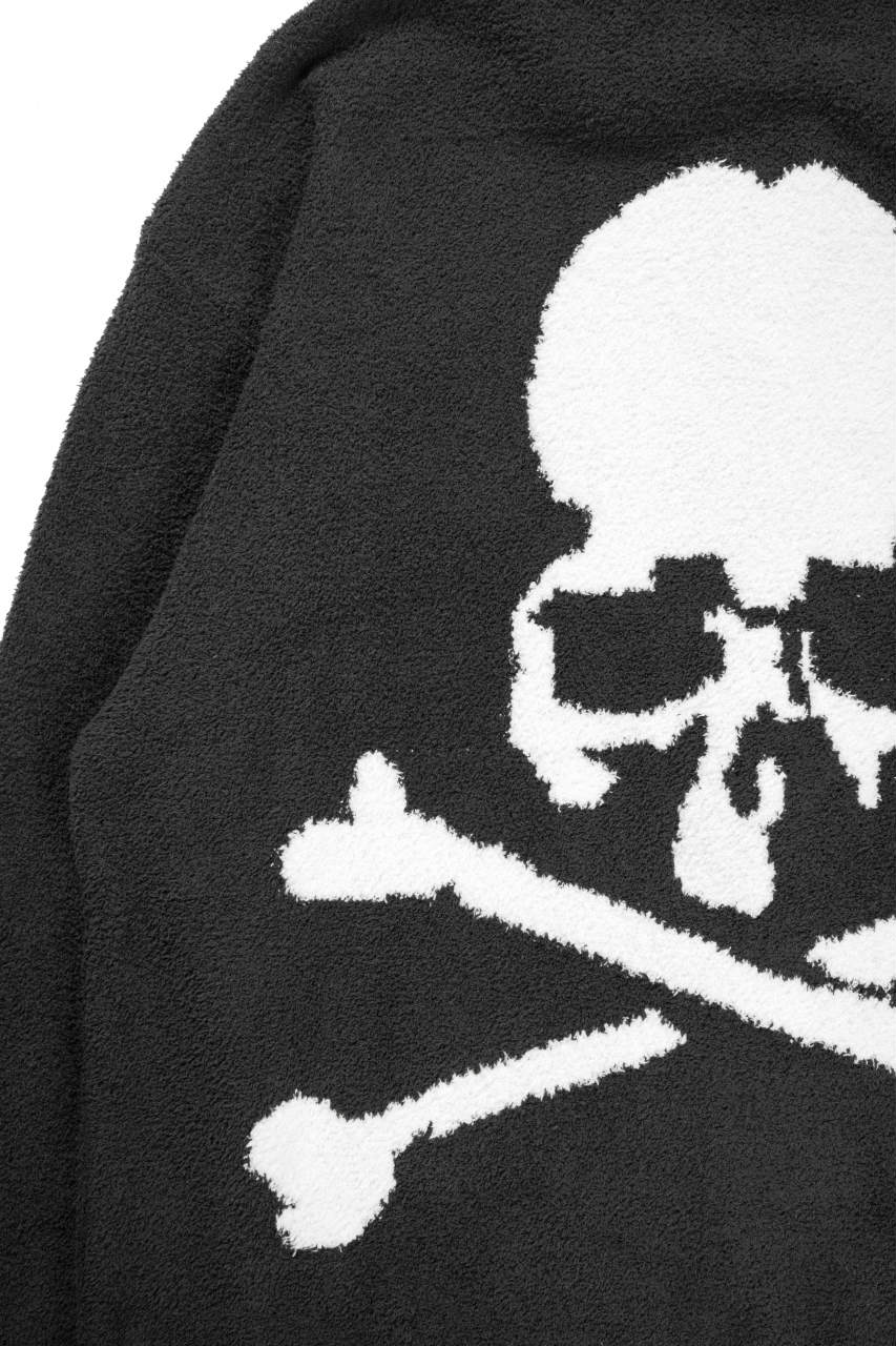 MASTERMIND WORLD LOUNGE FULL-ZIP HOODIE / SOFTLY BOA FLEECE (BLACK x WHITE) - Image 3