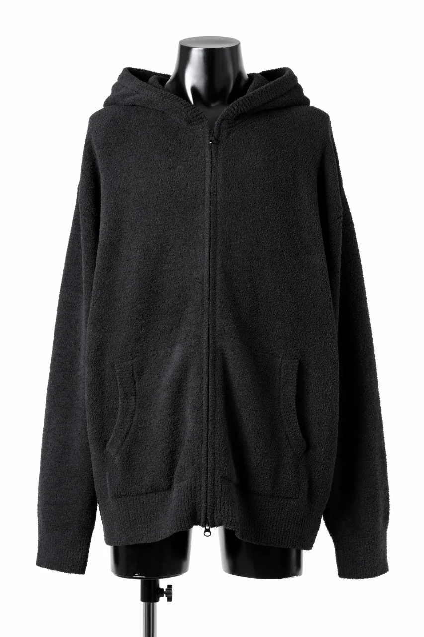 MASTERMIND WORLD LOUNGE FULL-ZIP HOODIE / SOFTY BOA FLEECE (BLACK x CHARCOAL) - Image 4