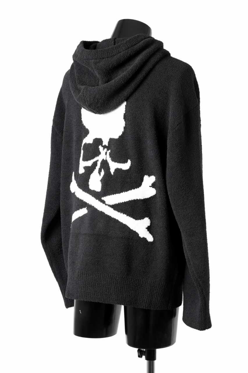 MASTERMIND WORLD LOUNGE FULL-ZIP HOODIE / SOFTY BOA FLEECE (BLACK x WHITE) - Image 2