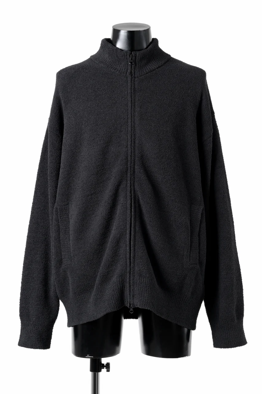 MASTERMIND WORLD LOUNGE FULL-ZIP TRACK JACKET / SOFTY BOA FLEECE (BLACK x CHARCOAL) - Image 2