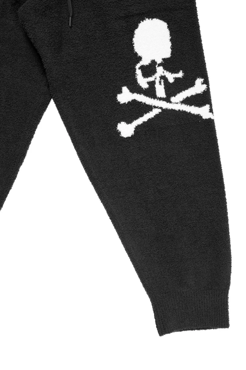 MASTERMIND WORLD LOUNGE LONG PANTS / SOFTLY BOA FLEECE (BLACK x WHITE) - Image 4