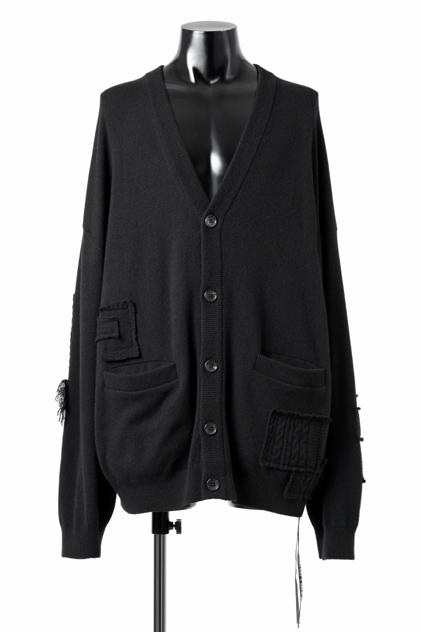 MASTERMIND WORLD PATCHWORK CARDIGAN / CASHMERE KNIT (BLACK) - Image 2