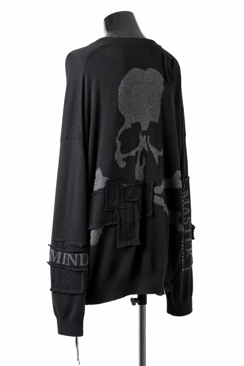 MASTERMIND WORLD PATCHWORK CARDIGAN / CASHMERE KNIT (BLACK) - Image 3