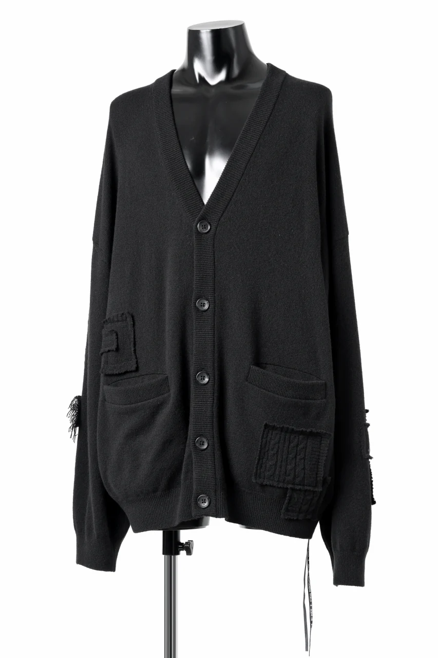 MASTERMIND WORLD PATCHWORK CARDIGAN / CASHMERE KNIT (BLACK) - Image 4
