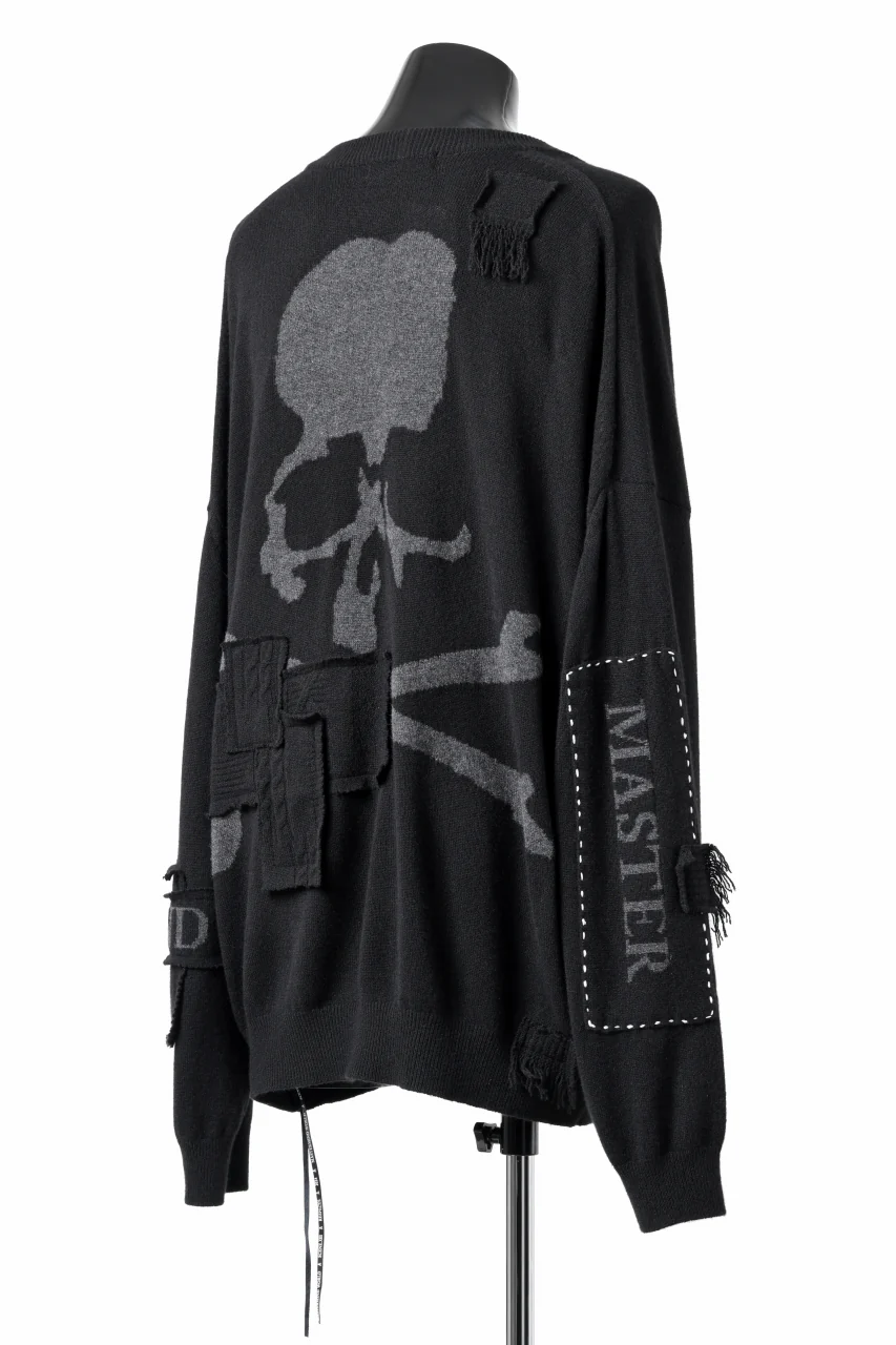 MASTERMIND WORLD PATCHWORK CARDIGAN / CASHMERE KNIT (BLACK) - Image 5