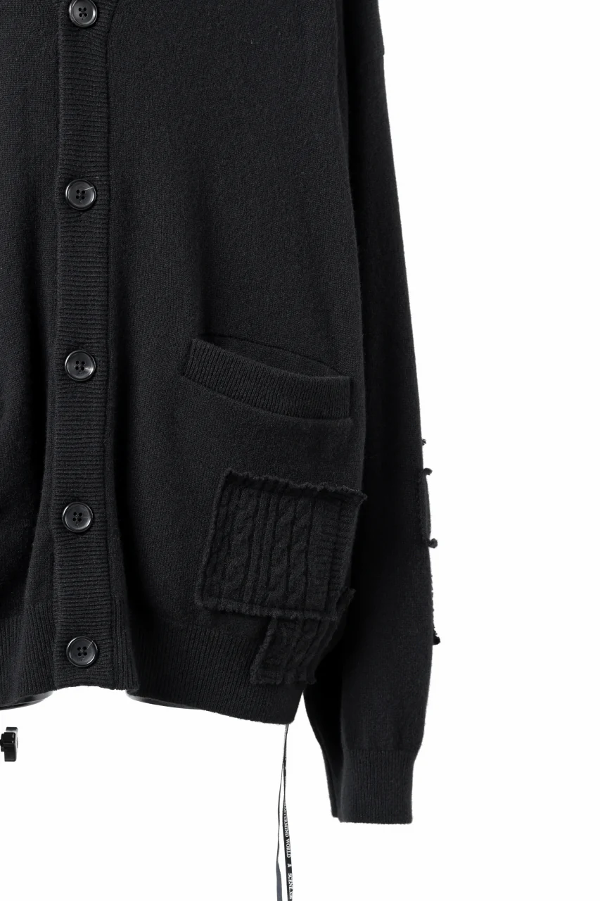 MASTERMIND WORLD PATCHWORK CARDIGAN / CASHMERE KNIT (BLACK) - Image 9
