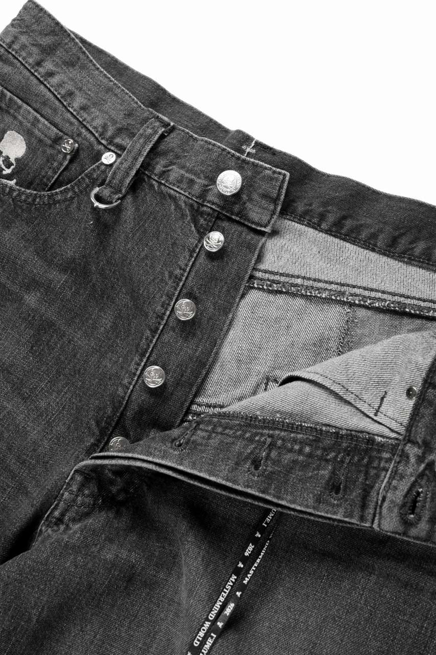 MASTERMIND WORLD PATCHWORK JACQUARD STRAIGHT DENIM PANTS (BLACK) - Image 6