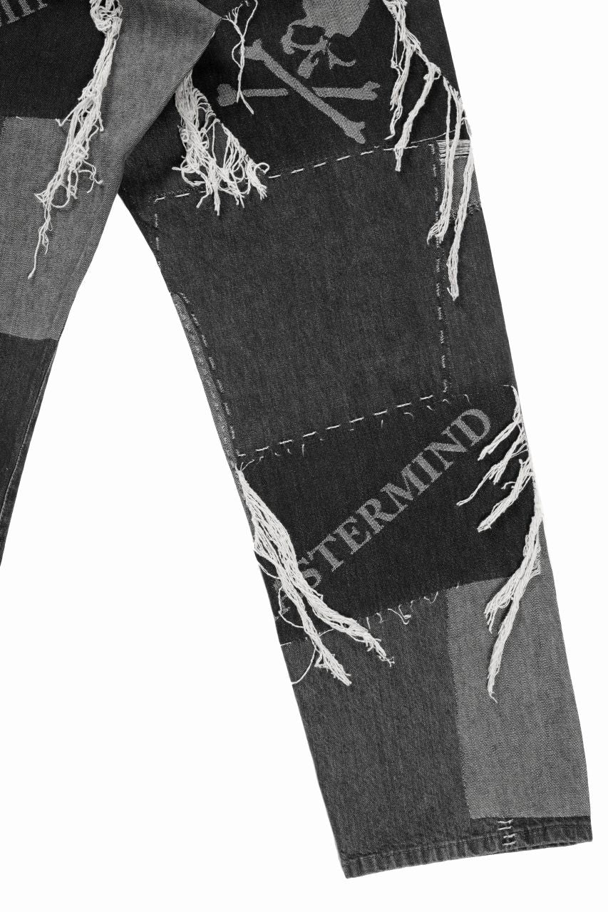 MASTERMIND WORLD PATCHWORK JACQUARD STRAIGHT DENIM PANTS (BLACK) - Image 8