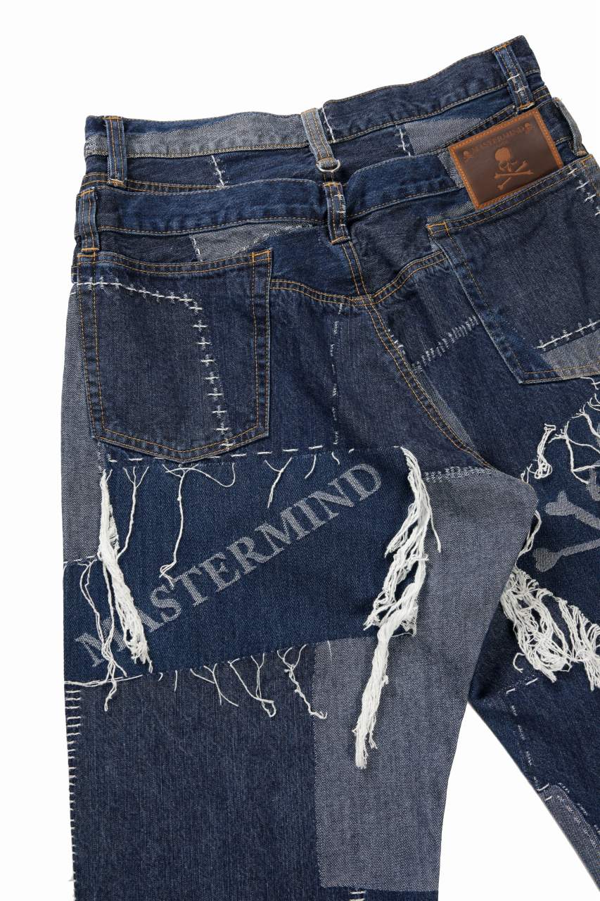 MASTERMIND WORLD PATCHWORK JACQUARD STRAIGHT DENIM PANTS (INDIGO) - Image 10