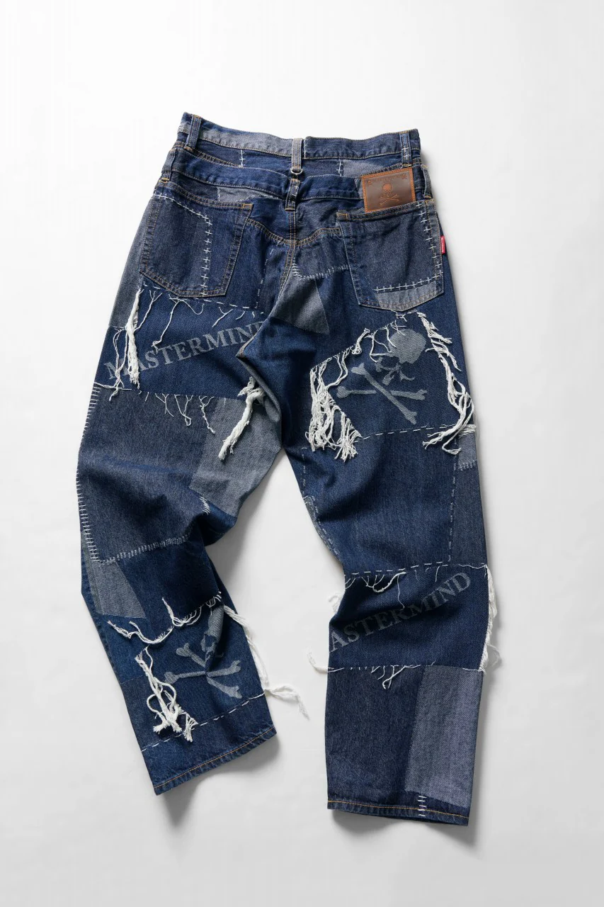 MASTERMIND WORLD PATCHWORK JACQUARD STRAIGHT DENIM PANTS (INDIGO) - Image 11