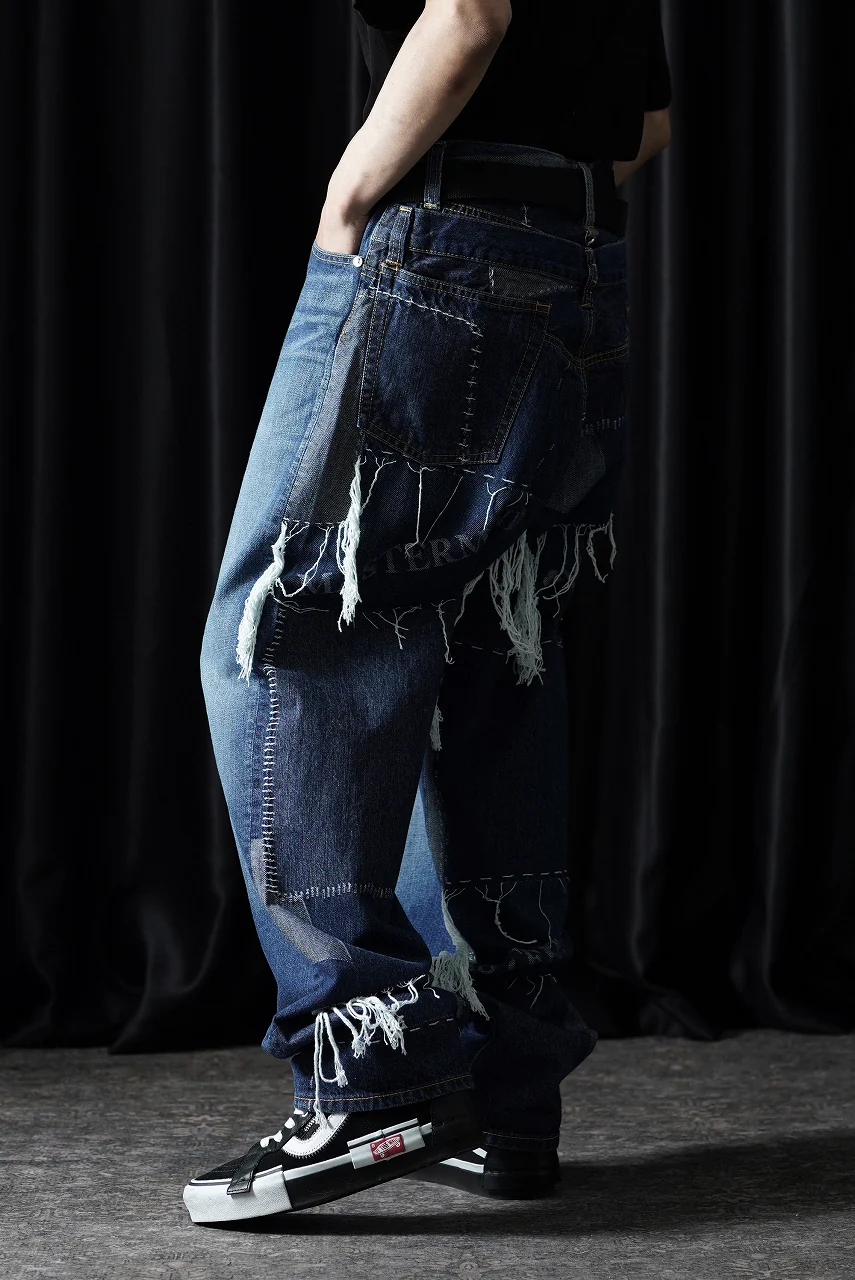 MASTERMIND WORLD PATCHWORK JACQUARD STRAIGHT DENIM PANTS (INDIGO) - Image 13