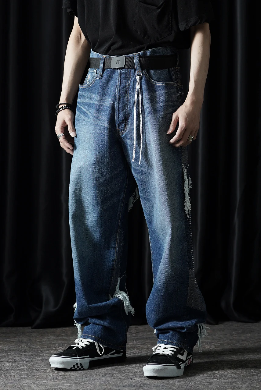 MASTERMIND WORLD PATCHWORK JACQUARD STRAIGHT DENIM PANTS (INDIGO) - Image 14