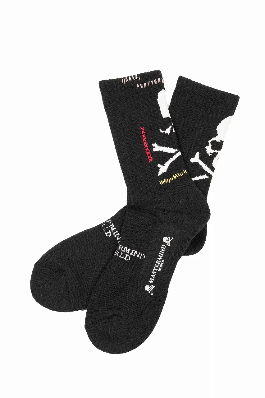 MASTERMIND WORLD STITCH CREW SOCKS (BLACK)