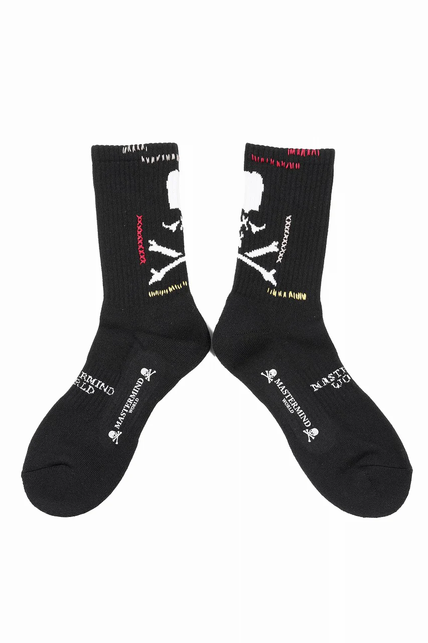 MASTERMIND WORLD STITCH CREW SOCKS (BLACK) - Image 2