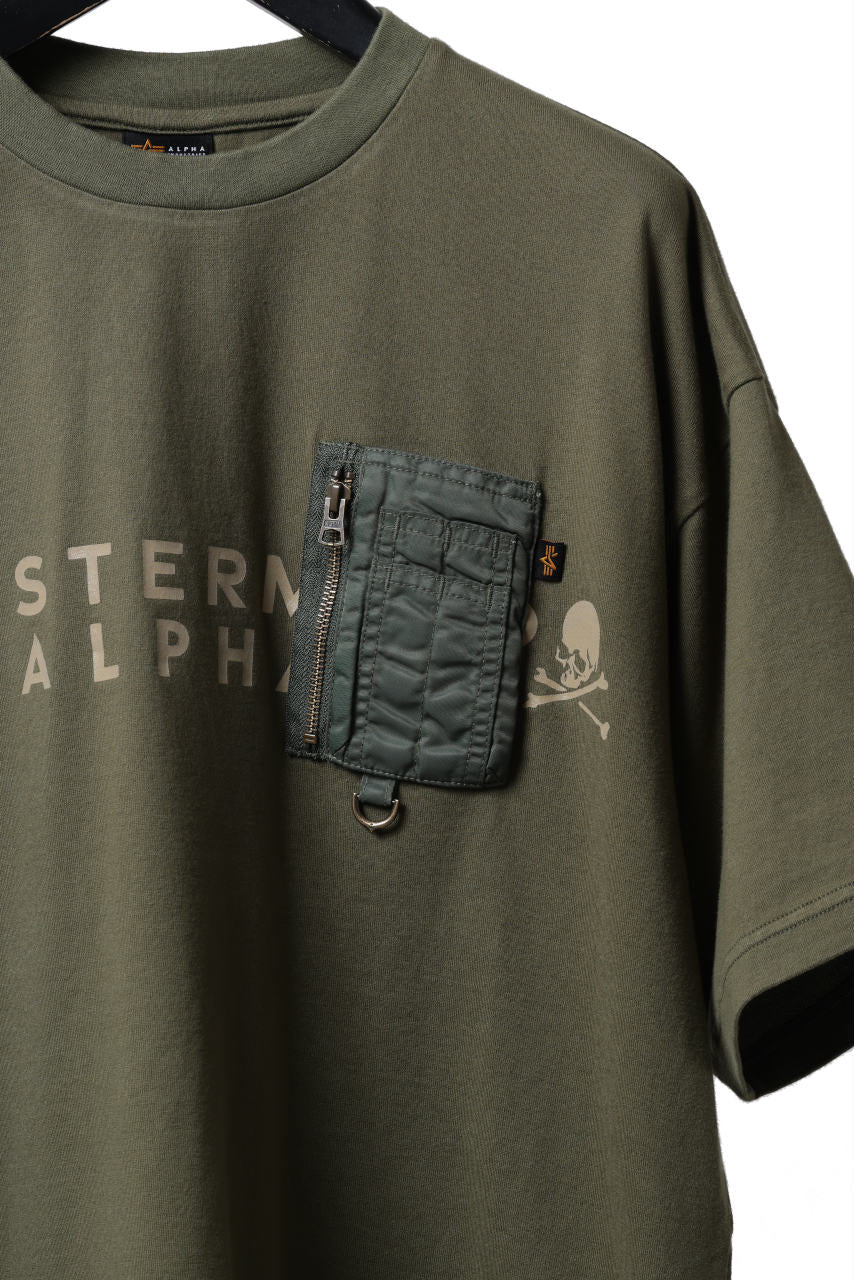mastermind WORLD x ALPHA INDUSTRIES CIGER POCKET TEE (OLIVE) - Image 5