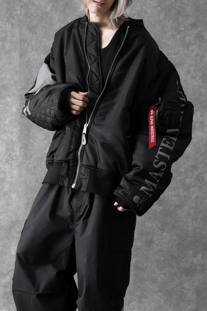 mastermind WORLD x ALPHA INDUSTRIES RIVERSIBLE MA-1 JACKET (BLACK) - Image 25