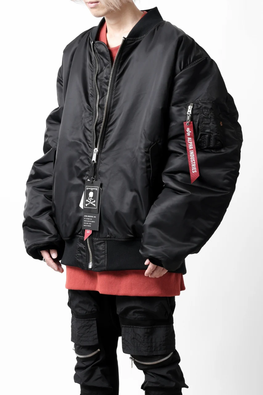 mastermind WORLD x ALPHA INDUSTRIES RIVERSIBLE MA-1 JACKET - CRAZY PANELED (BLACK) - Image 51