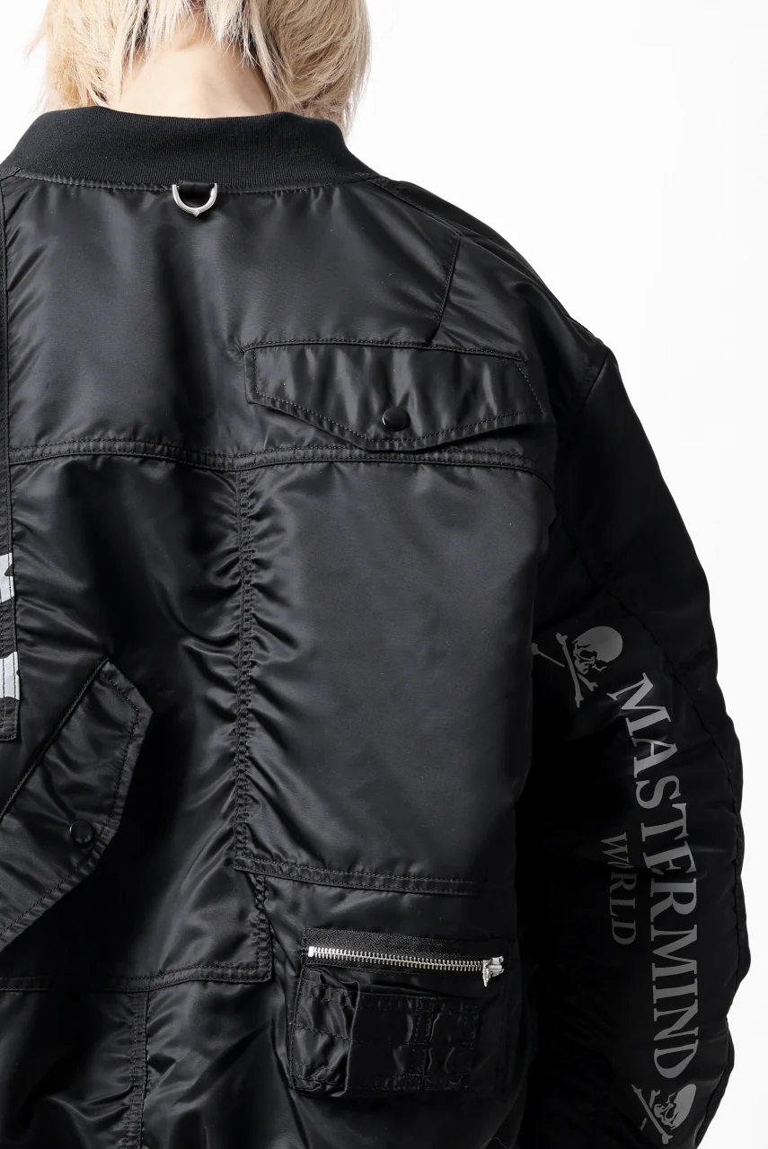 mastermind WORLD x ALPHA INDUSTRIES RIVERSIBLE MA-1 JACKET - CRAZY PANELED (BLACK) - Image 62