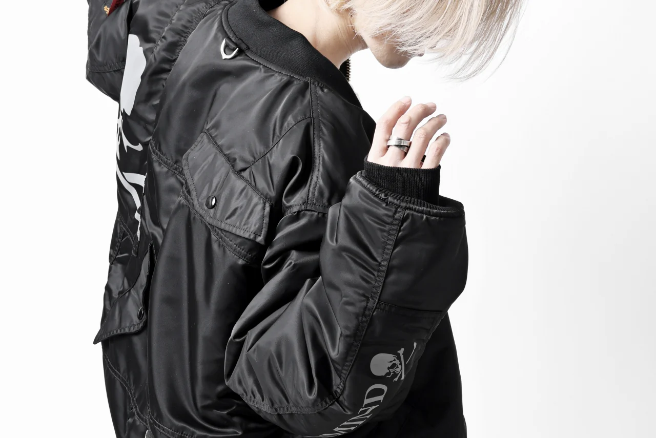 mastermind WORLD x ALPHA INDUSTRIES RIVERSIBLE MA-1 JACKET - CRAZY PANELED (BLACK) - Image 68