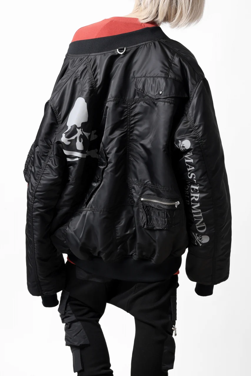 mastermind WORLD x ALPHA INDUSTRIES RIVERSIBLE MA-1 JACKET - CRAZY PANELED (BLACK) - Image 9