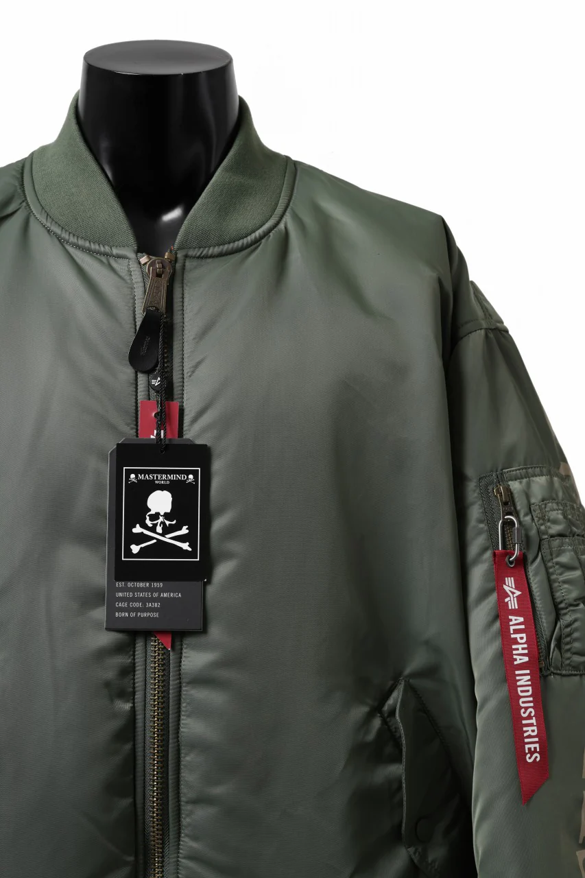 mastermind WORLD x ALPHA INDUSTRIES RIVERSIBLE MA-1 JACKET (OLIVE) - Image 10