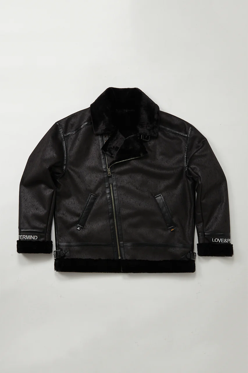 mastermind WORLD x ALPHA INDUSTRIES SYNTHETIC MOUTON HEAVY JACKET (BLACK)