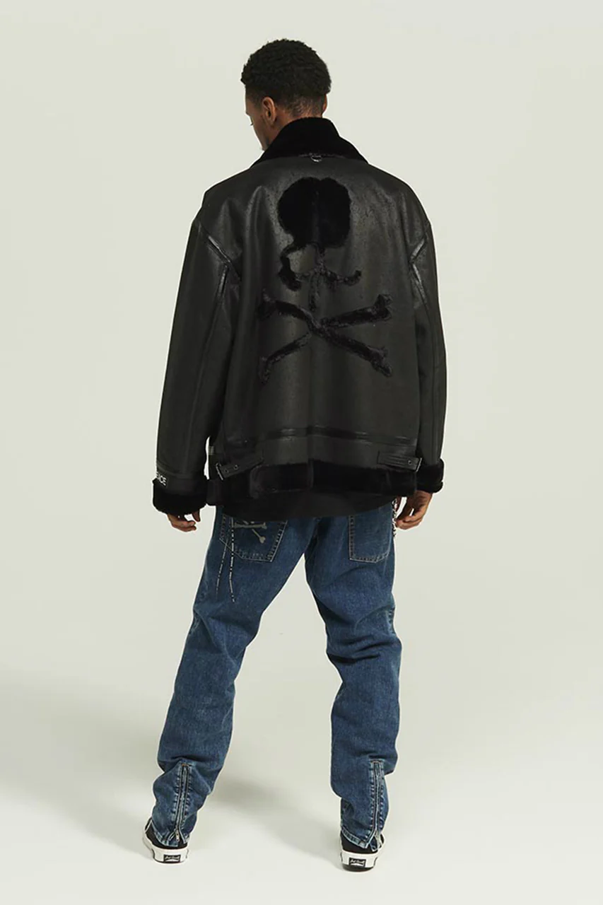mastermind WORLD x ALPHA INDUSTRIES SYNTHETIC MOUTON HEAVY JACKET (BLACK) - Image 4