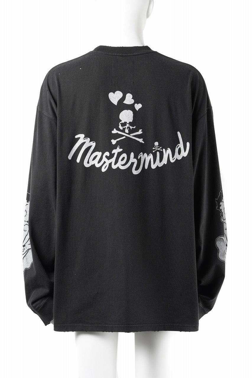 MASTERMIND WORLD x BETTY BOOP™︎ DAMAGED L/S TEE / BOXY FIT (MONOCHROME) - Image 2