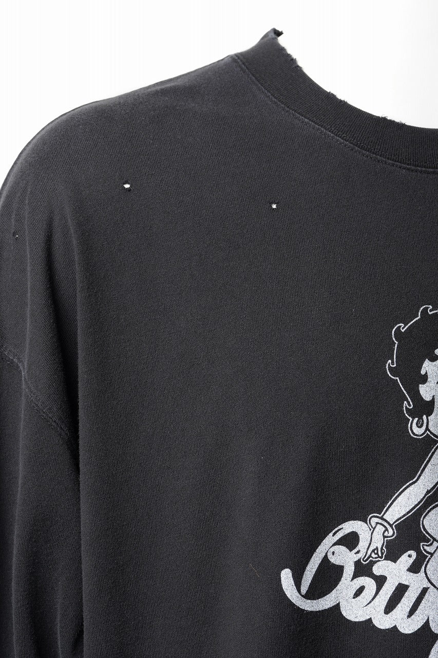 MASTERMIND WORLD x BETTY BOOP™︎ DAMAGED L/S TEE / BOXY FIT (MONOCHROME) - Image 4