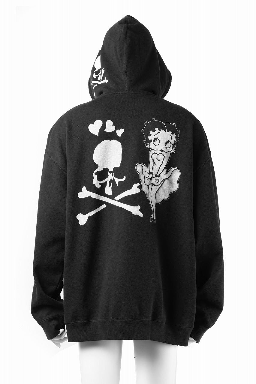 MASTERMIND WORLD x BETTY BOOP™︎ ZIP UP HOODIE / BOXY FIT (MONOCHROME) - Image 2