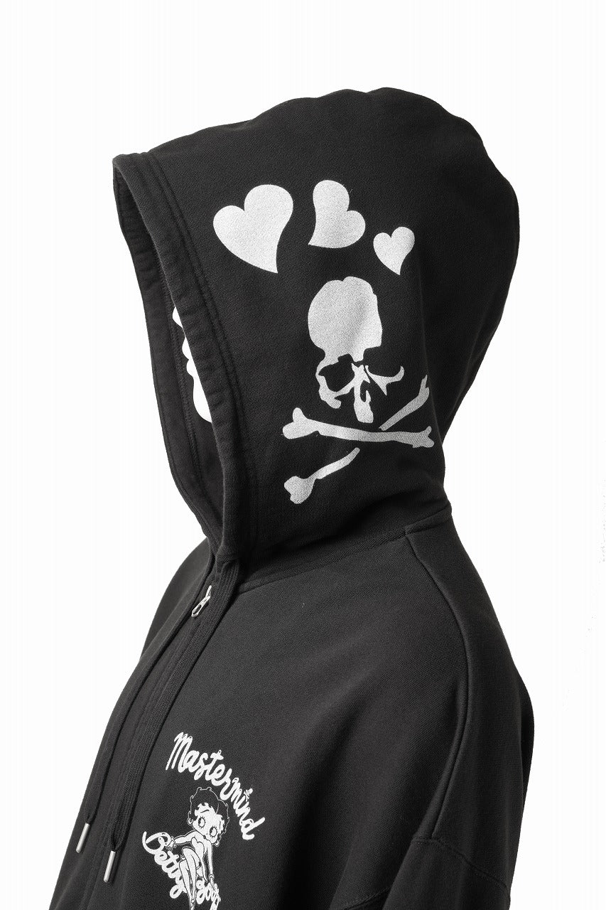 MASTERMIND WORLD x BETTY BOOP™︎ ZIP UP HOODIE / BOXY FIT (MONOCHROME) - Image 6
