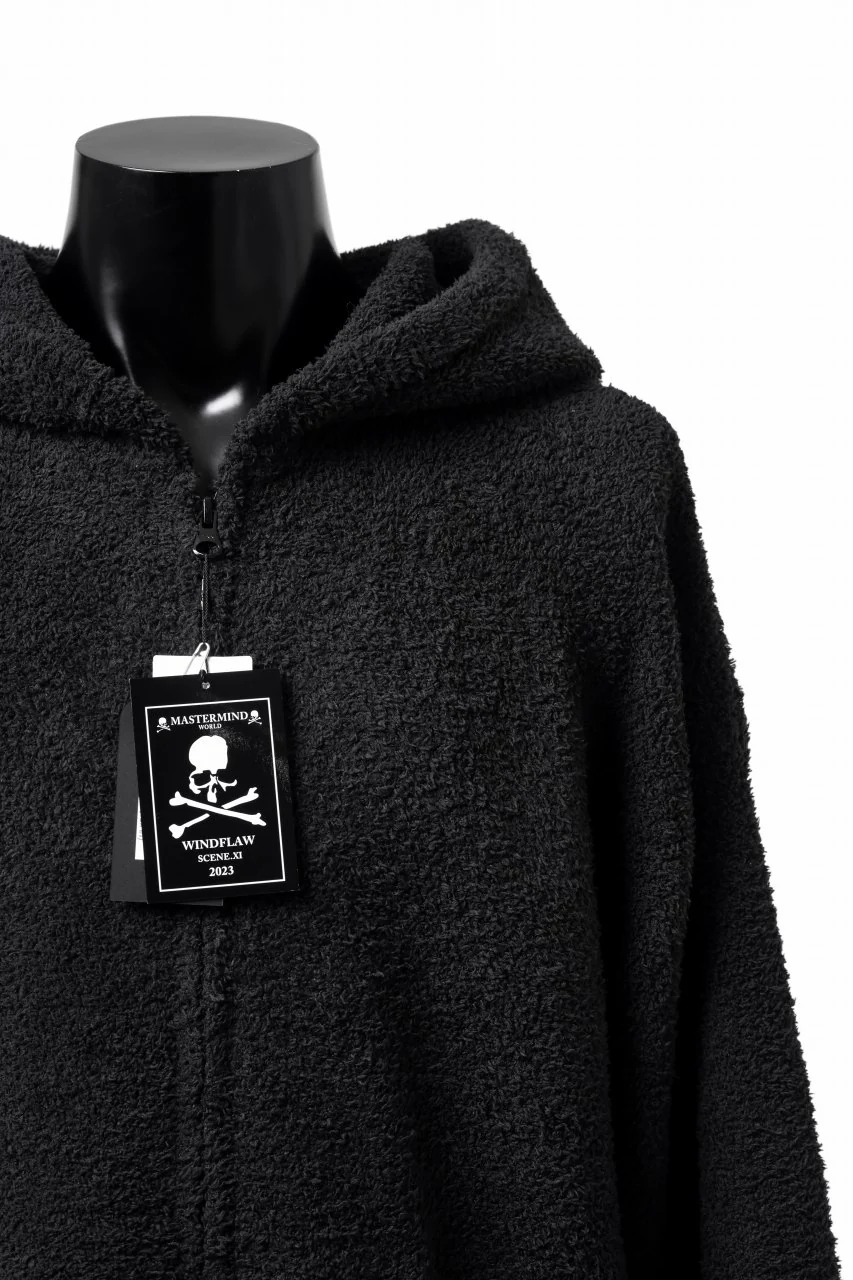 mastermind WORLD ZIP HOODIE PARKA / SOFTY BOA FLEECE (BLACK x WHITE) - Image 11