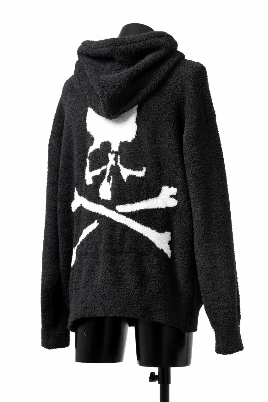 mastermind WORLD ZIP HOODIE PARKA / SOFTY BOA FLEECE (BLACK x WHITE) - Image 2