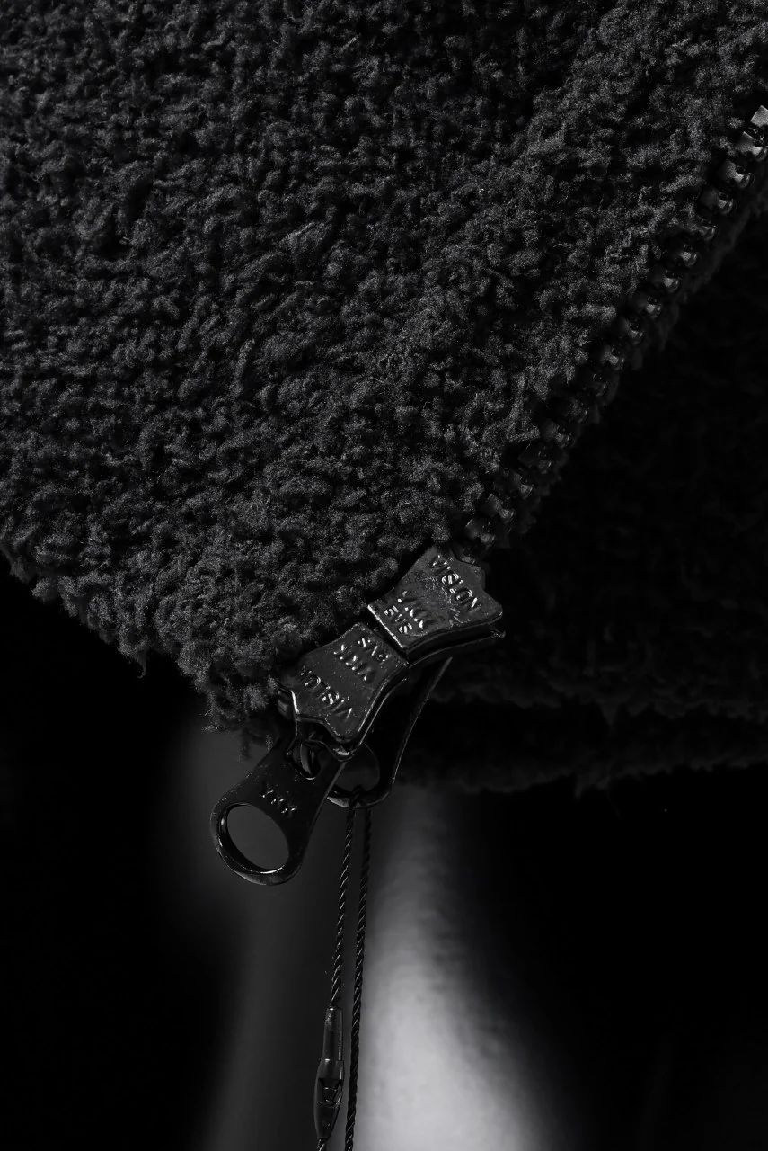 mastermind WORLD ZIP HOODIE PARKA / SOFTY BOA FLEECE (BLACK x WHITE) - Image 20