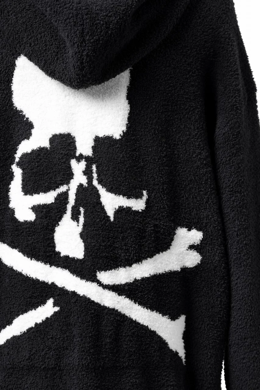 mastermind WORLD ZIP HOODIE PARKA / SOFTY BOA FLEECE (BLACK x WHITE) - Image 8