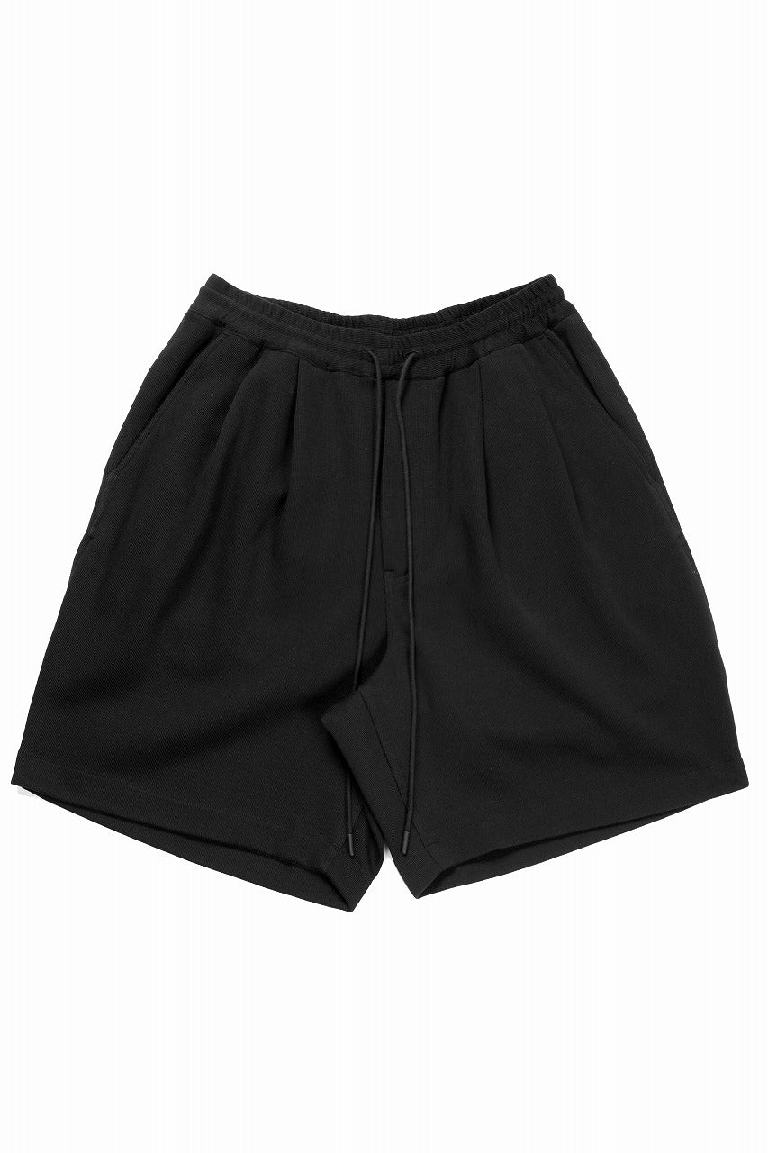 N/07 2 TUCKS EASY SHORTS / RIBBED CARDBOARD KNIT JERSEY (BLACK)