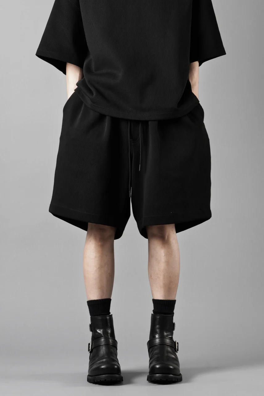 N/07 2 TUCKS EASY SHORTS / RIBBED CARDBOARD KNIT JERSEY (BLACK) - Image 14