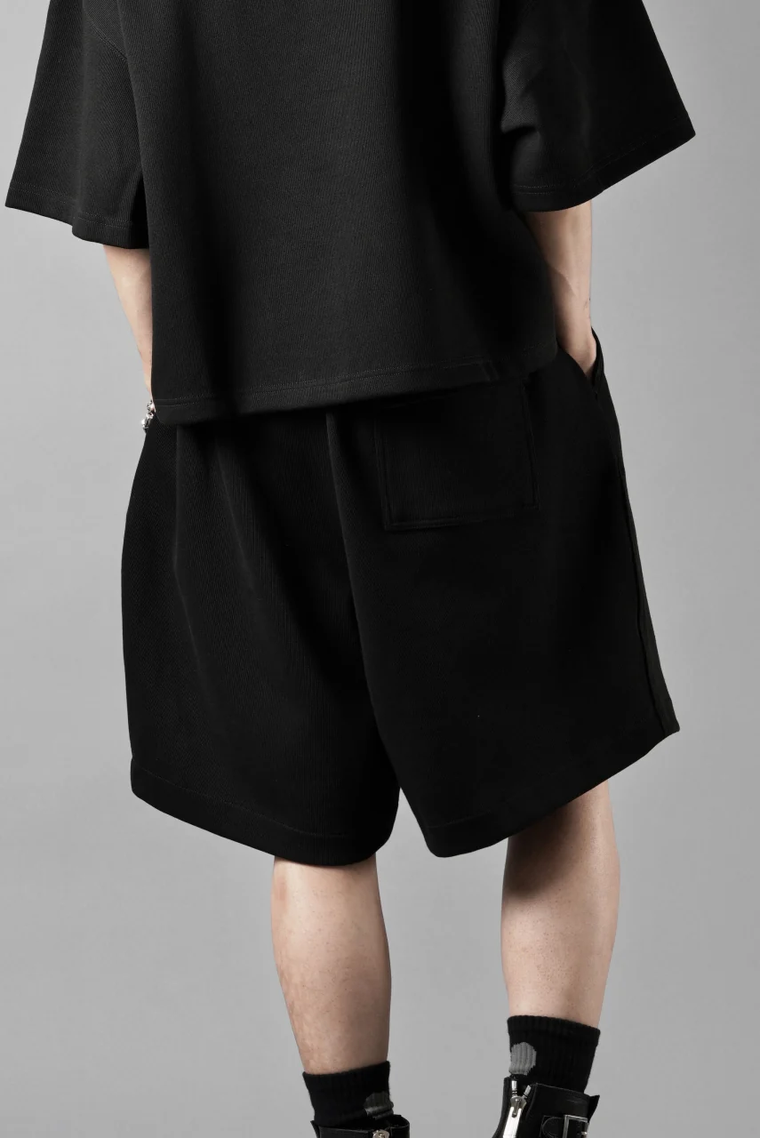 N/07 2 TUCKS EASY SHORTS / RIBBED CARDBOARD KNIT JERSEY (BLACK) - Image 15