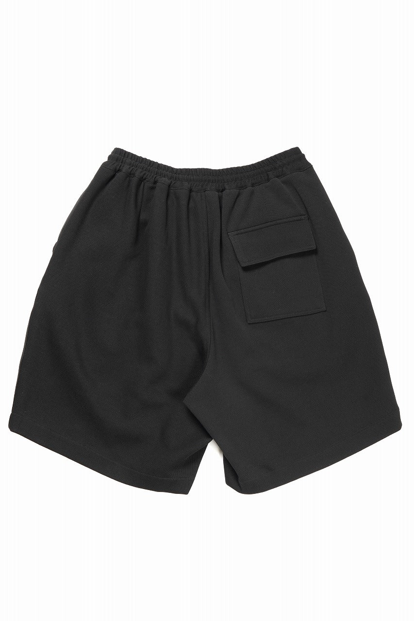 N/07 2 TUCKS EASY SHORTS / RIBBED CARDBOARD KNIT JERSEY (BLACK) - Image 2