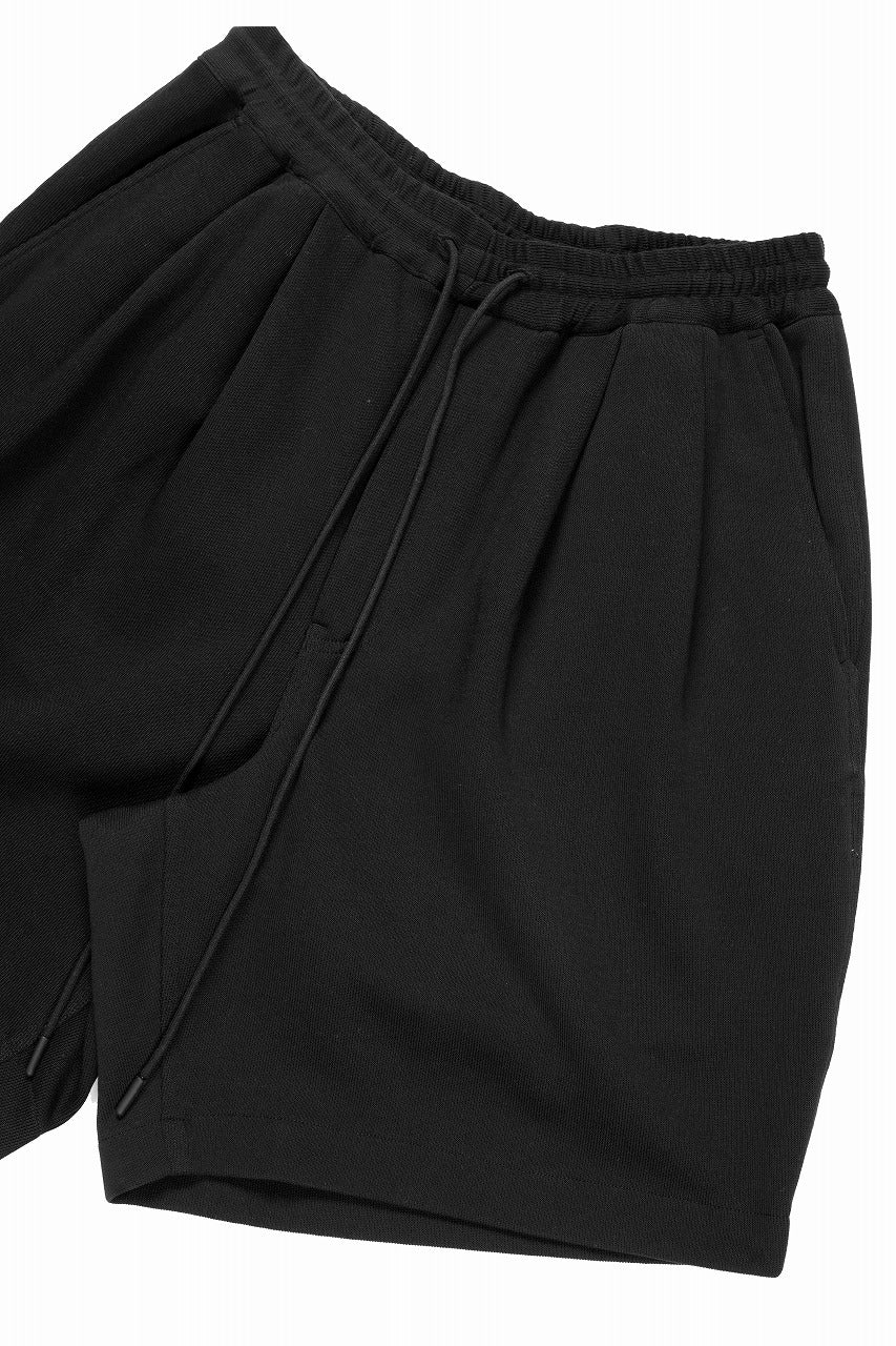 N/07 2 TUCKS EASY SHORTS / RIBBED CARDBOARD KNIT JERSEY (BLACK) - Image 6