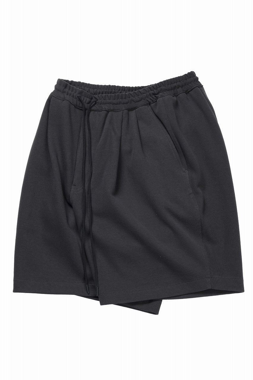 N/07 2 TUCKS EASY SHORTS / RIBBED CARDBOARD KNIT JERSEY (CHARCOAL) - Image 3