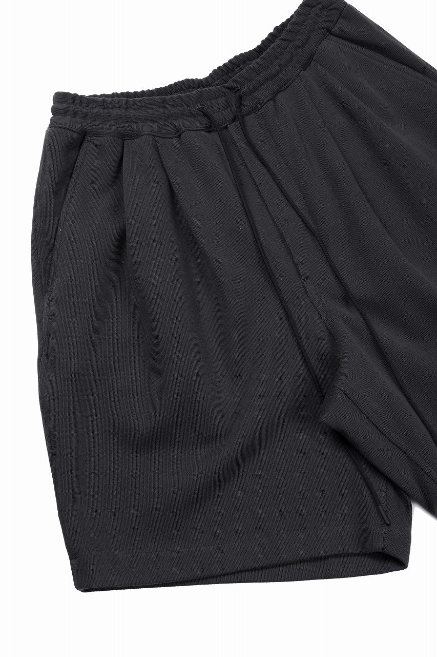N/07 2 TUCKS EASY SHORTS / RIBBED CARDBOARD KNIT JERSEY (CHARCOAL) - Image 4