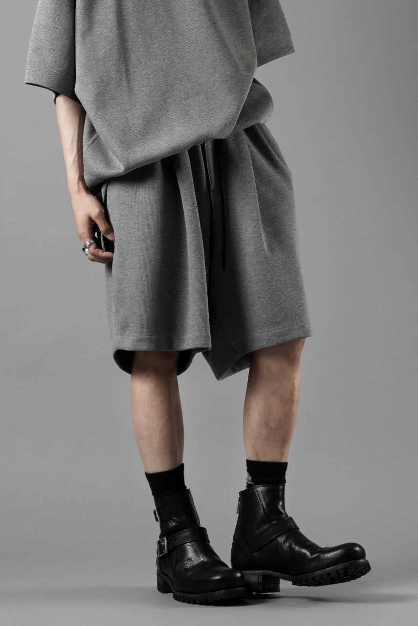 N/07 2 TUCKS EASY SHORTS / RIBBED CARDBOARD KNIT JERSEY (GREY) - Image 10