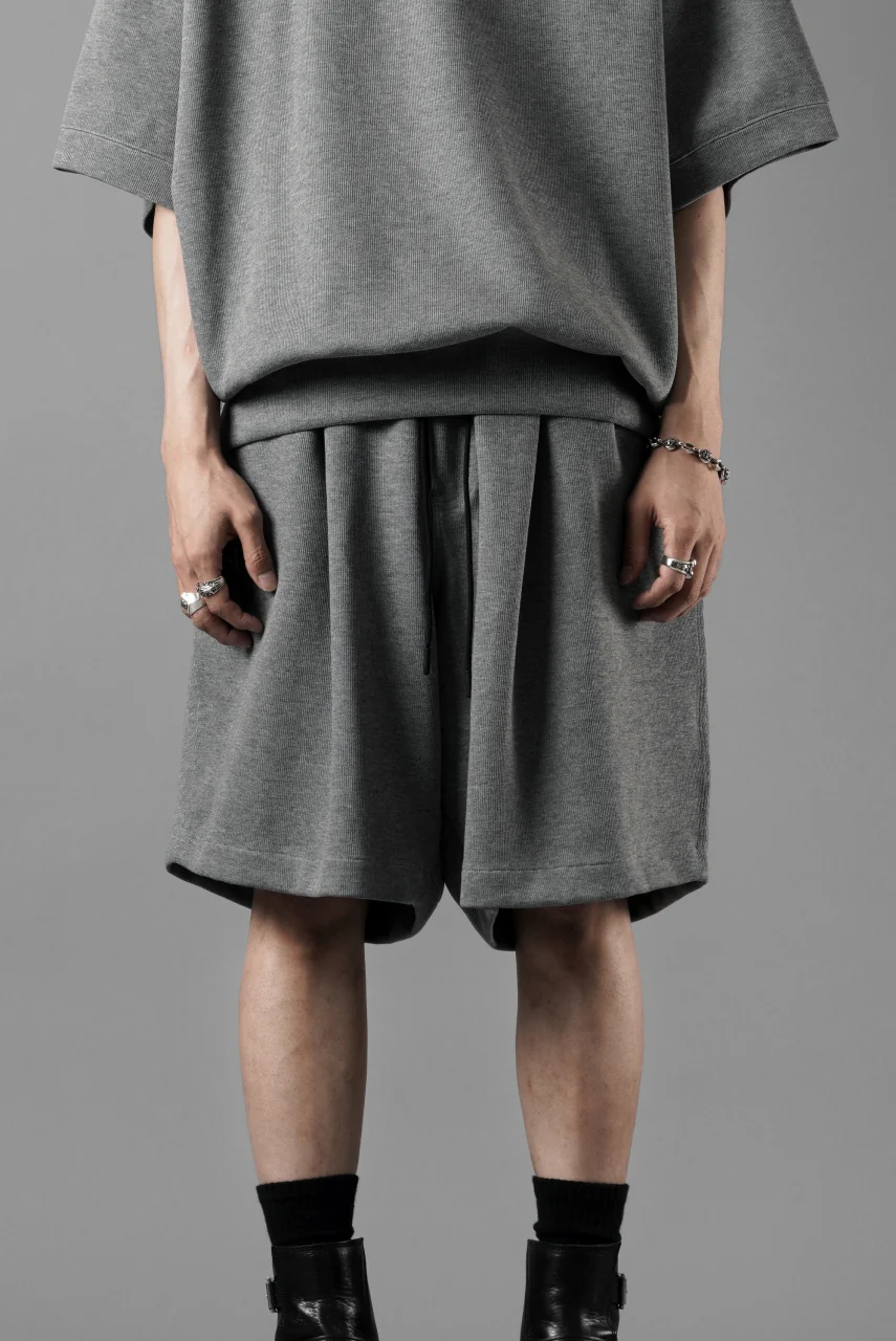 N/07 2 TUCKS EASY SHORTS / RIBBED CARDBOARD KNIT JERSEY (GREY) - Image 11