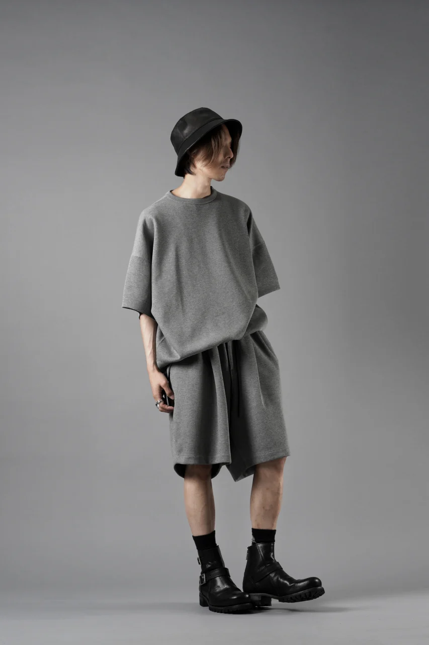 N/07 2 TUCKS EASY SHORTS / RIBBED CARDBOARD KNIT JERSEY (GREY) - Image 14
