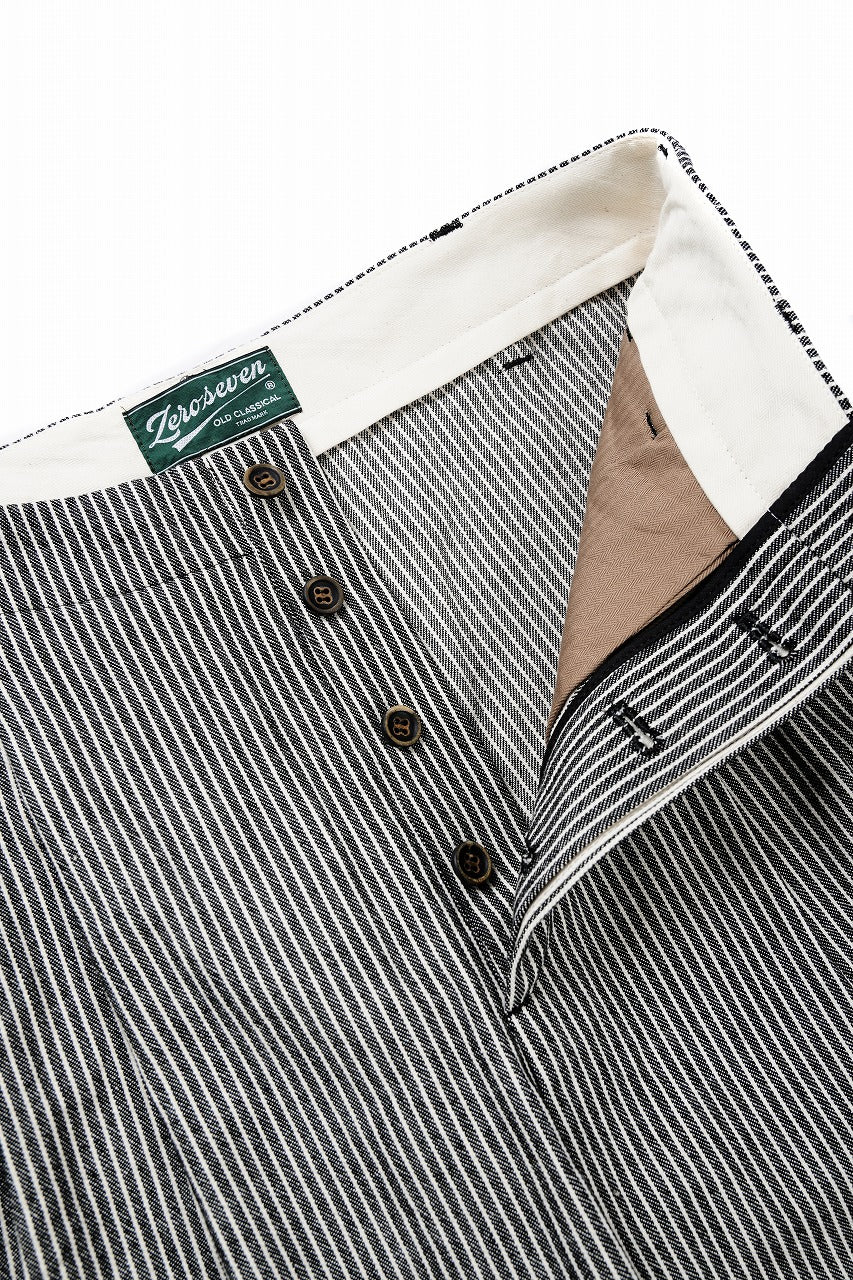N/07 2TUCKS WIDE TAPERED TROUSERS / SELVEDGE HICKORY STRIPES DENIM (ONE WASHED) (BLACK x WHITE) - Image 10
