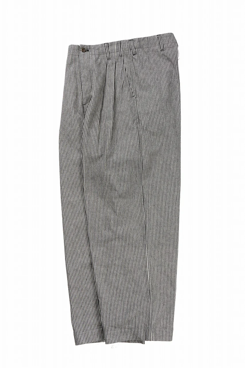 N/07 2TUCKS WIDE TAPERED TROUSERS / SELVEDGE HICKORY STRIPES DENIM (ONE WASHED) (BLACK x WHITE) - Image 3