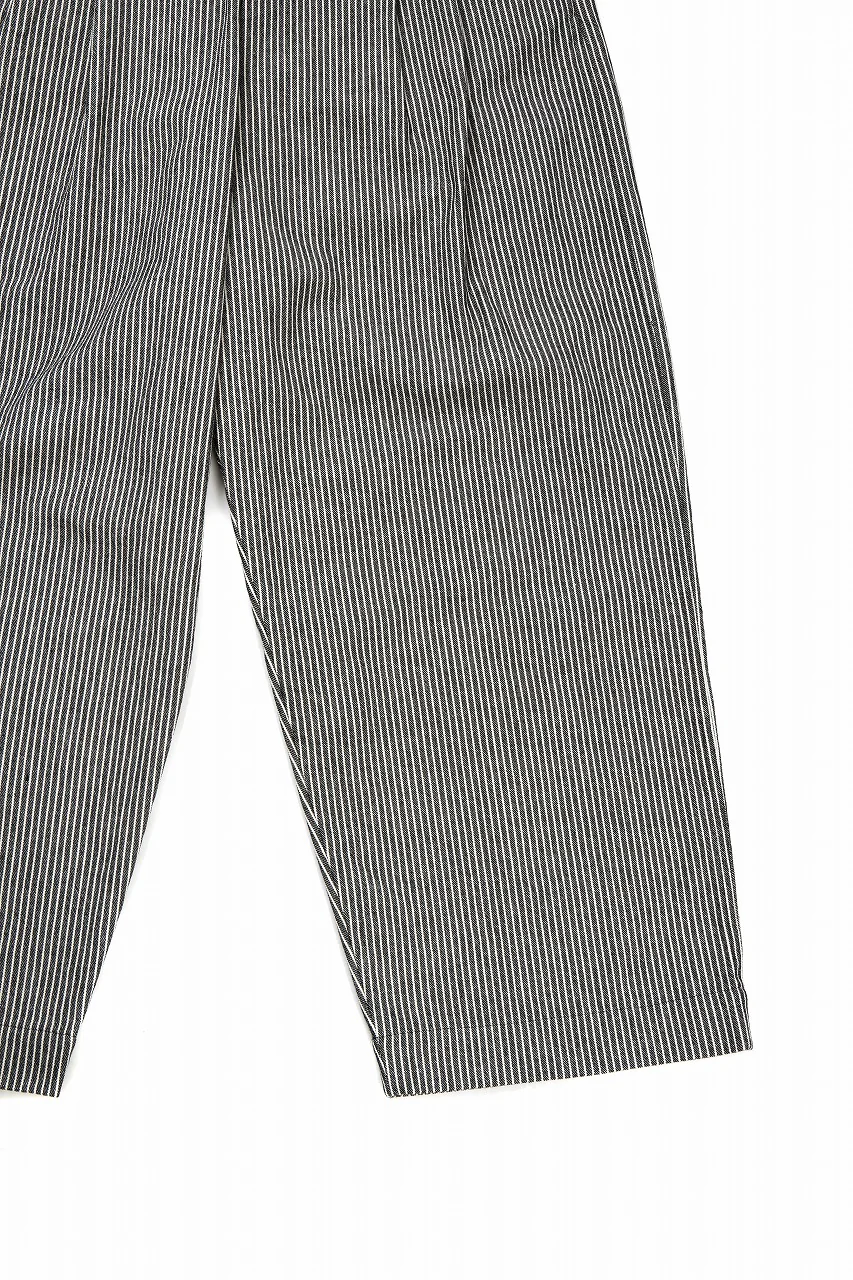 N/07 2TUCKS WIDE TAPERED TROUSERS / SELVEDGE HICKORY STRIPES DENIM (ONE WASHED) (BLACK x WHITE) - Image 7