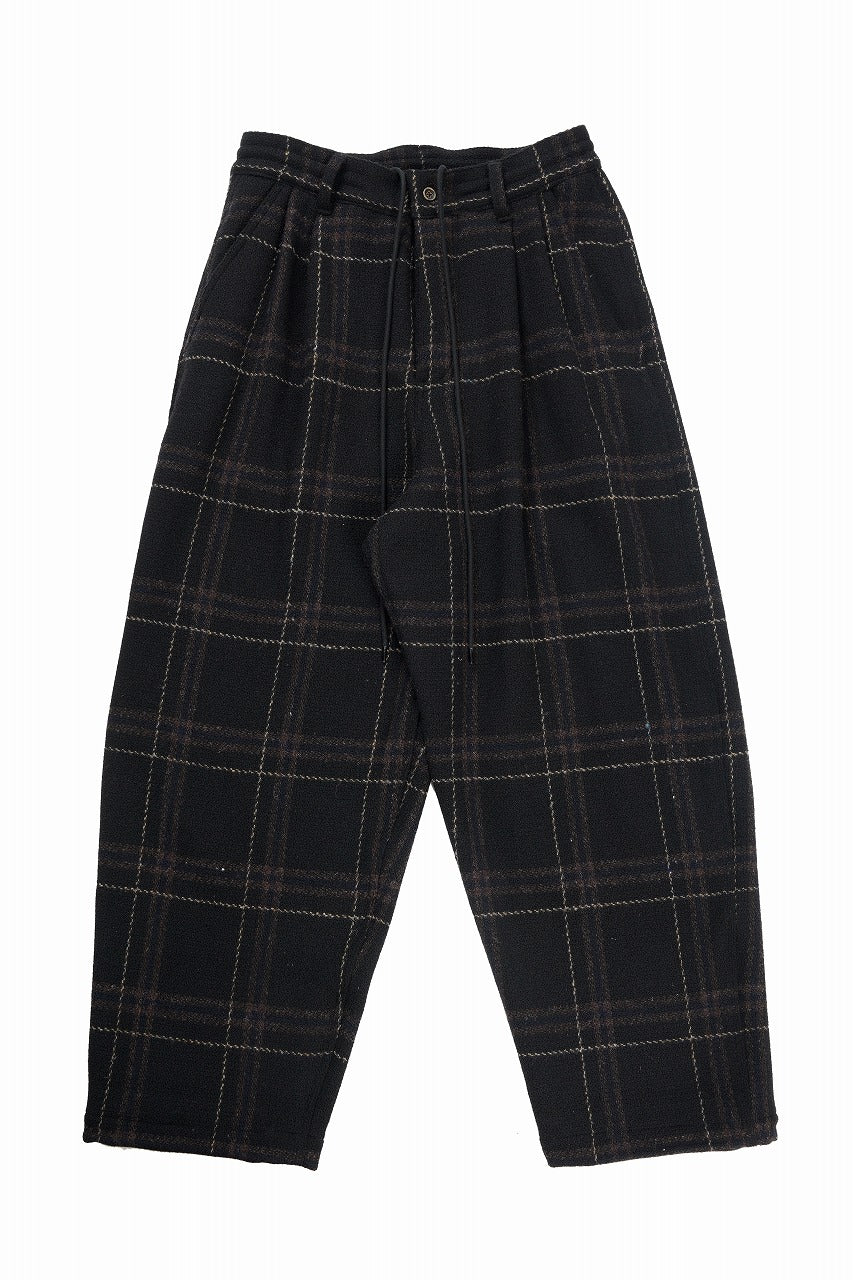 N/07 3 STITCHES WIDE TAPERED TROUSERS #2 / LIMITED WOOL TARTAN CHECK (BLACK CHECK)